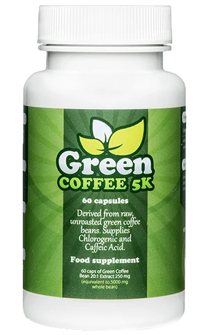 Flacon individuel de Green Coffee 5K sur fond blanc
