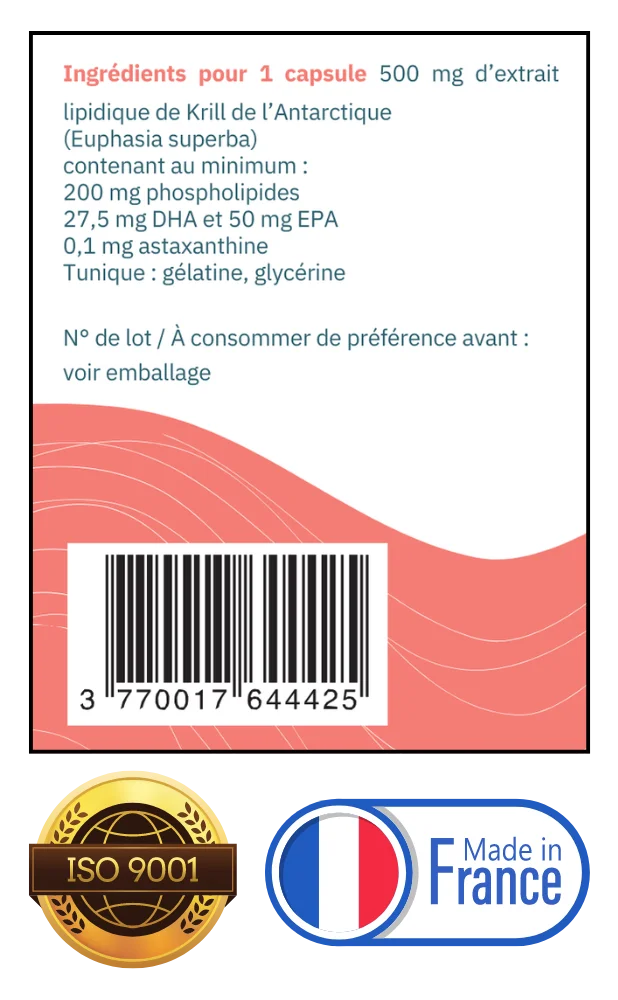 Ingrédients et composition de l'Huile de Krill NutriSolution